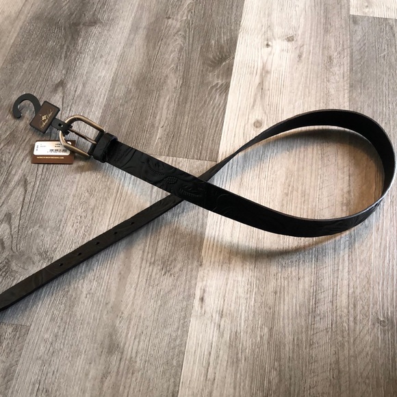 Patricia Nash Vietri Tooled Floral Black Leather Belt Size L NWT - Picture 1 of 16